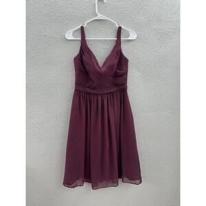 Davids Bridal Womens Dress Size 4 Wine Colored Bridesmaid Dress Sleeveless